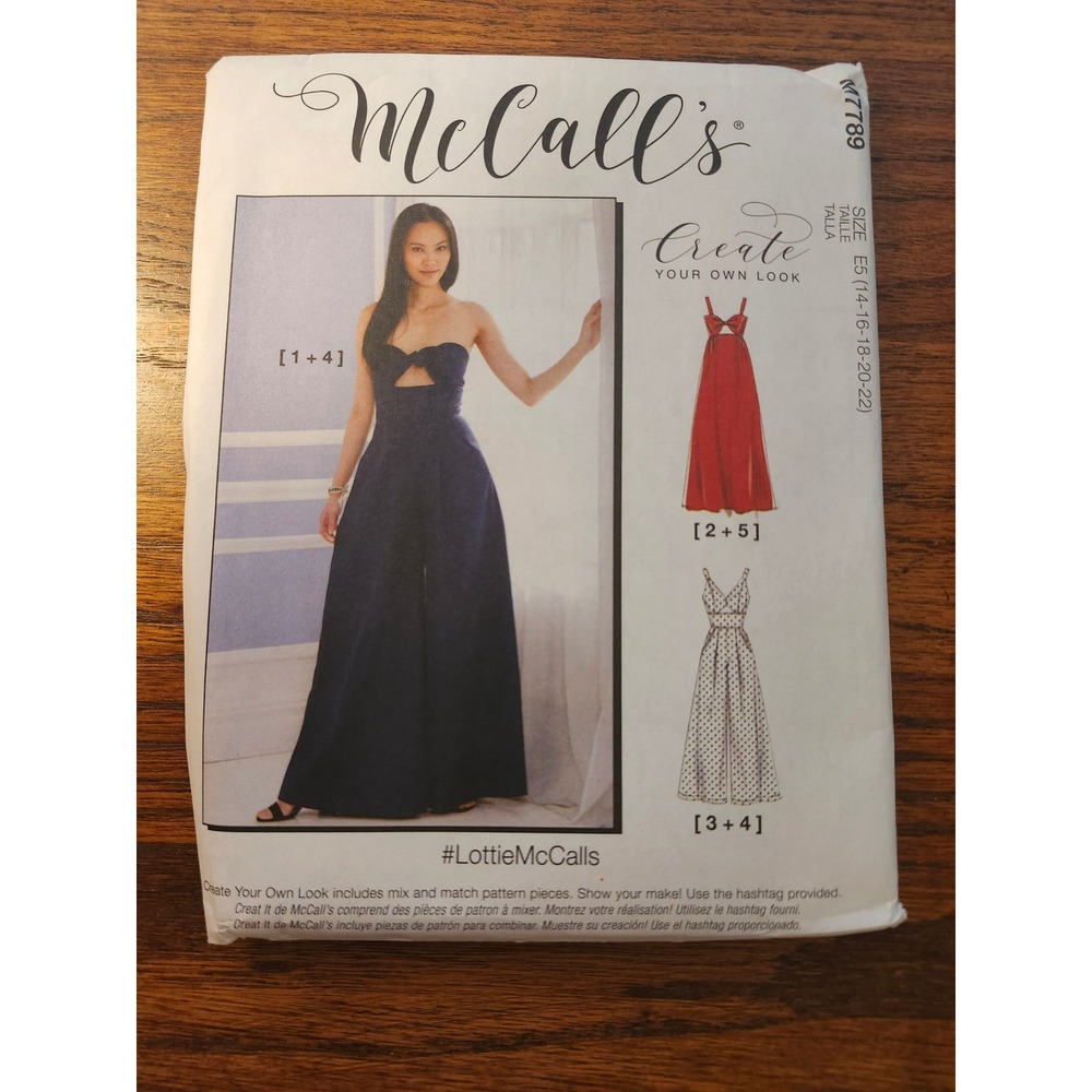 McCall's M7789 Sewing Pattern Misses Dresses Jumpsuits Size E5 14-22 Uncut